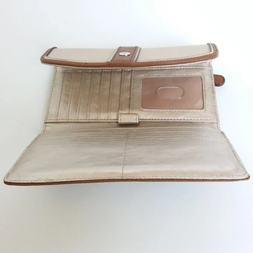 Nine West Tri-Fold Snap Closure Wallet Brown Cream